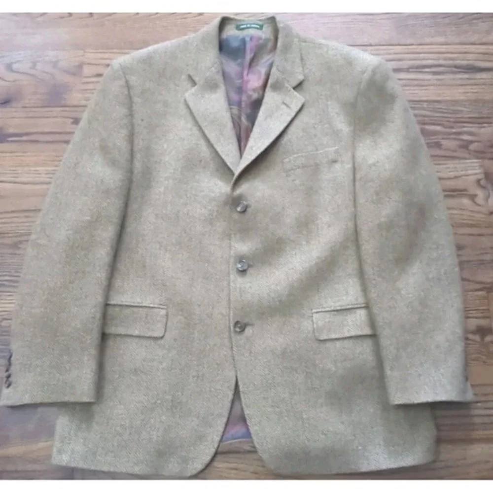 Lauren Ralph Lauren Blazer 44R Brown Herringbone 100% Wool Canada Union Made '98